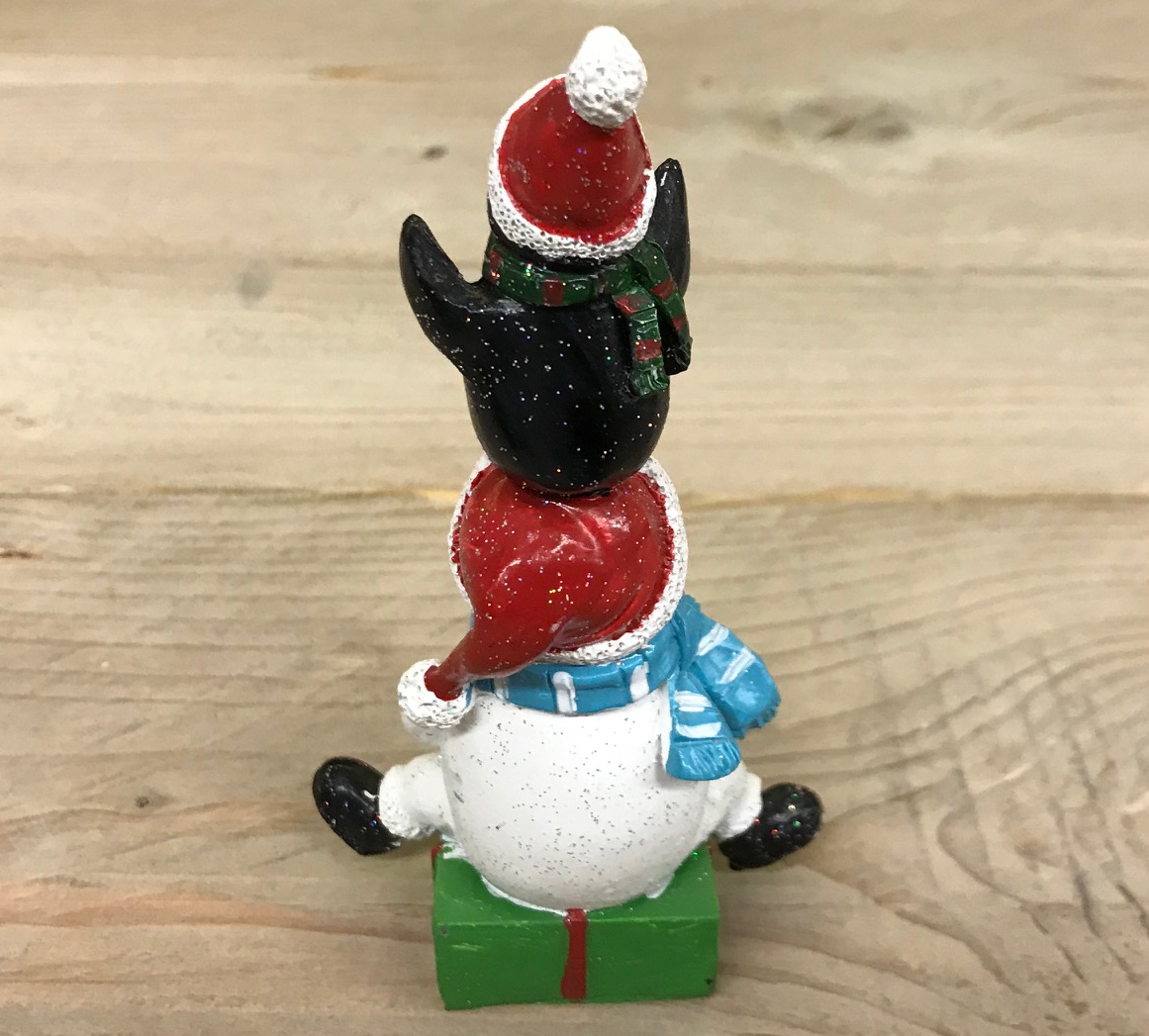Conserveermiddel stel je voor van mening zijn Klein beeldje sneeuwman en pinguin met kerst muts