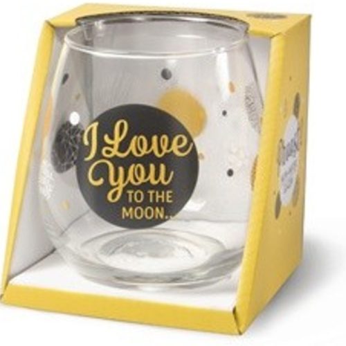 Water- wijnglas met tekst I love you to the moon