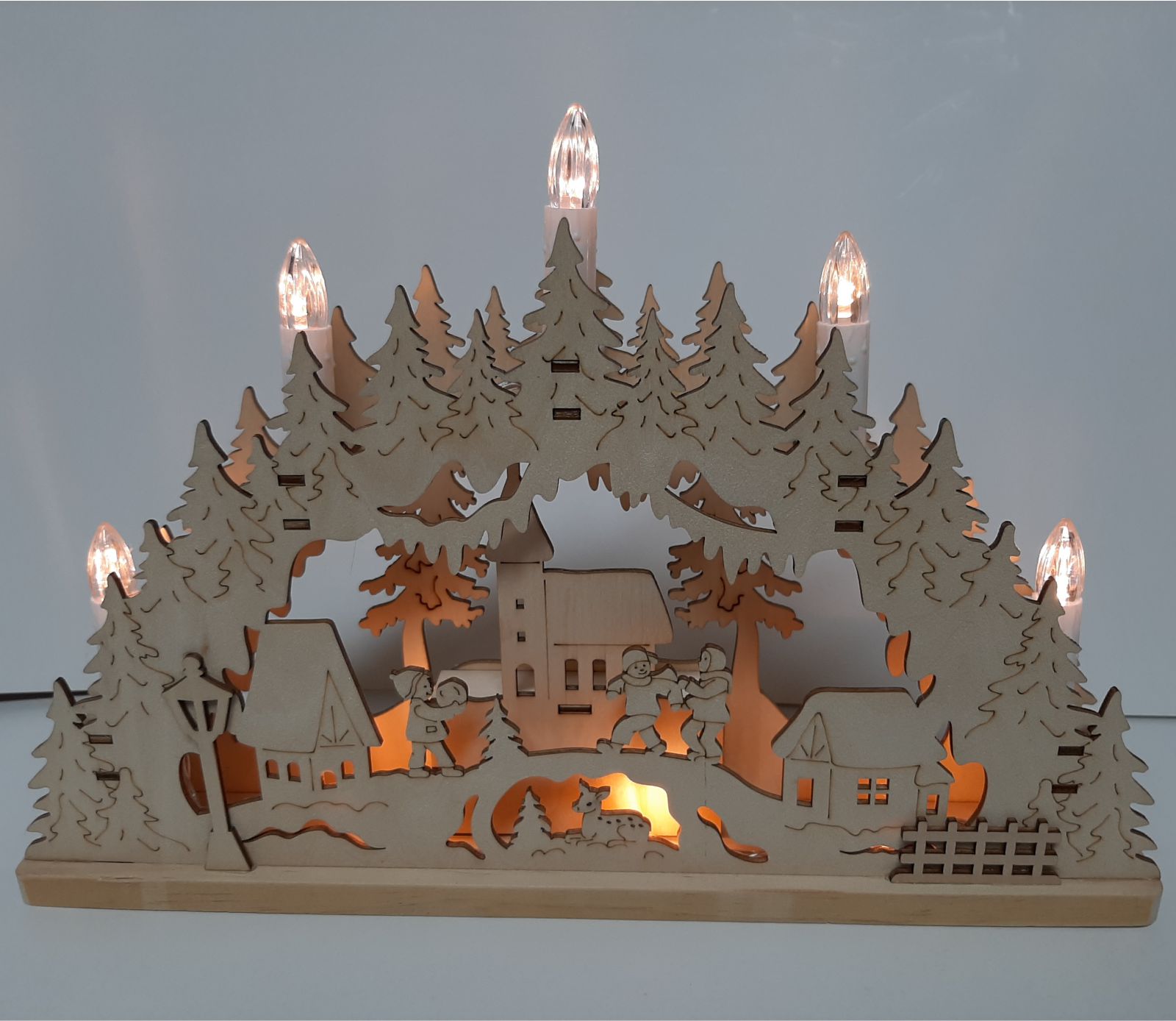 decoratieboog raamdecoratie kerstbomen en kerst dorp met ledverlichting