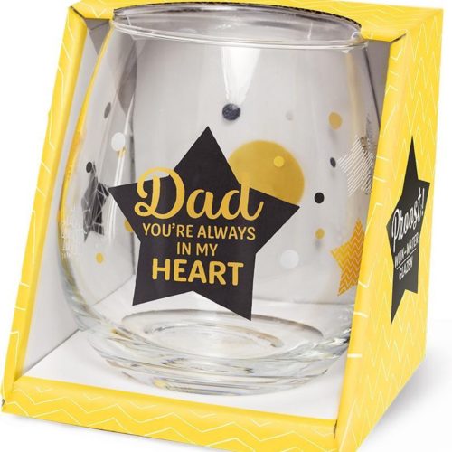 Water- wijnglas met tekst DAD you're always in my heart