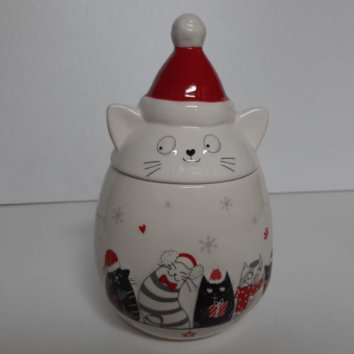 Voorraadpot kerst katten met kattenkop als deksel - Afbeelding 2