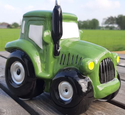 Spaarpot tractor groen van keramiek