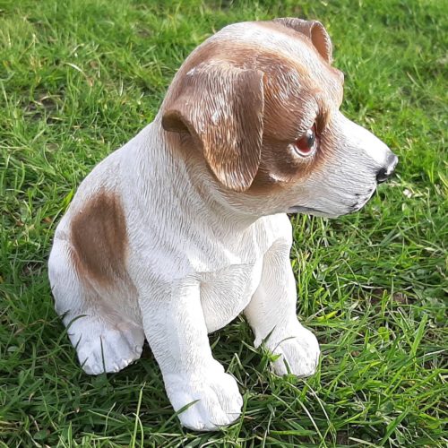 Beeldje Jack Russel puppy bruin-wit 17cm