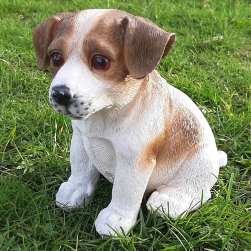 Beeldje Jack Russel puppy bruin-wit 17cm