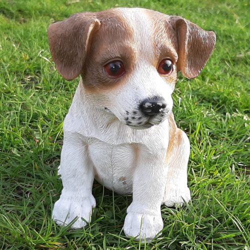 Beeldje Jack Russel puppy bruin-wit 17cm