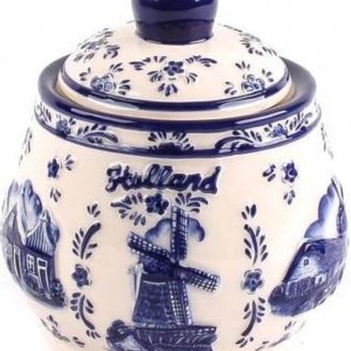 Delfts blauw embossed suikerpot Holland souvenir