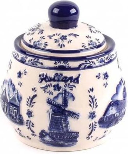 Delfts blauw embossed suikerpot Holland souvenir