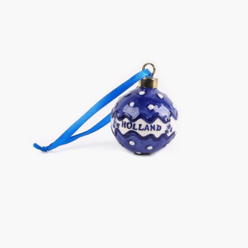 Kerstboom hanger kerstbal met stippen Delftsblauw