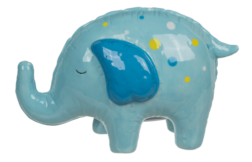 Spaarpot olifant blauw met stippen