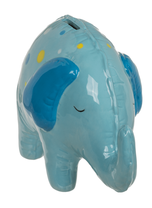 Spaarpot olifant blauw met stippen