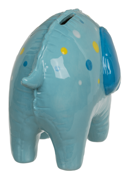 Spaarpot olifant blauw met stippen