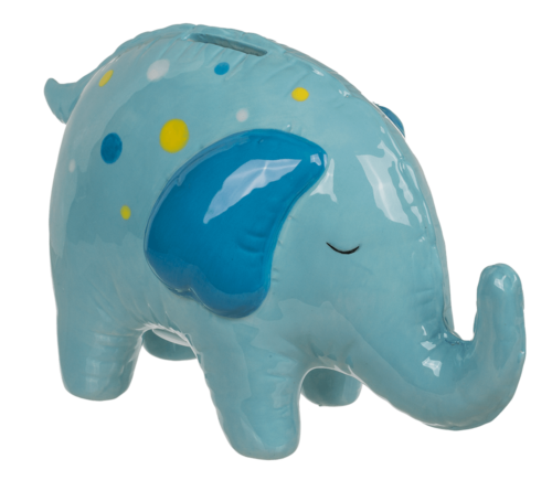 Spaarpot olifant blauw met stippen