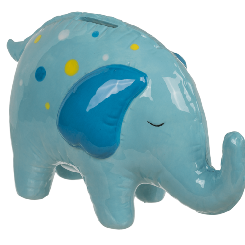 Spaarpot olifant blauw met stippen